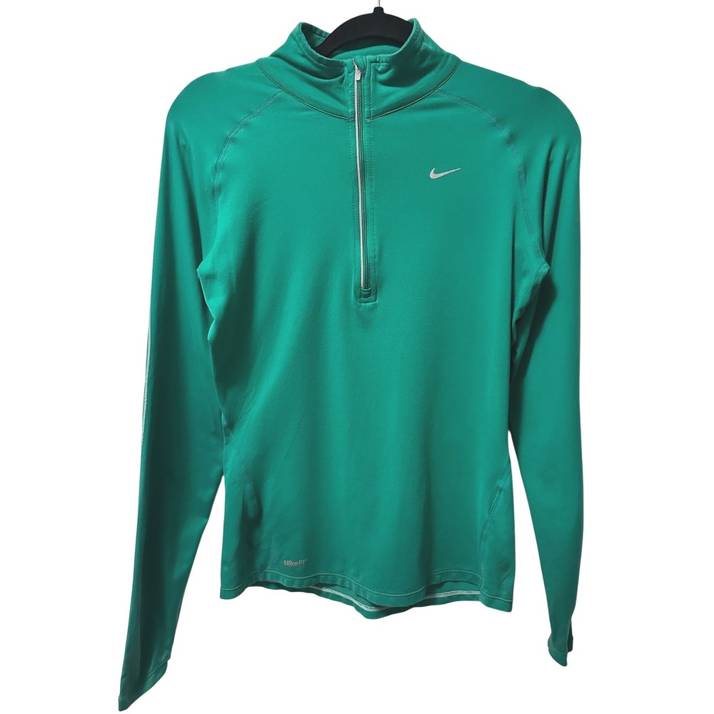 Nike Womens Dri-FIT Element Top Green Half Zip Long Sleeve Running S Performance